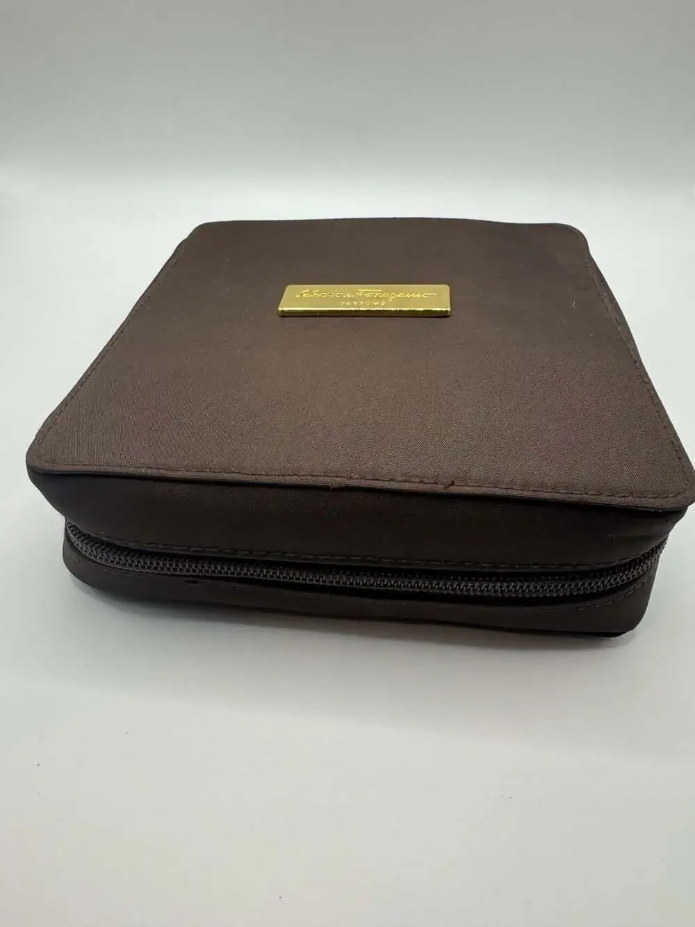 Salvatore Ferragamo Parfums Brown Fabric Toiletry Cosmetics Case GWP